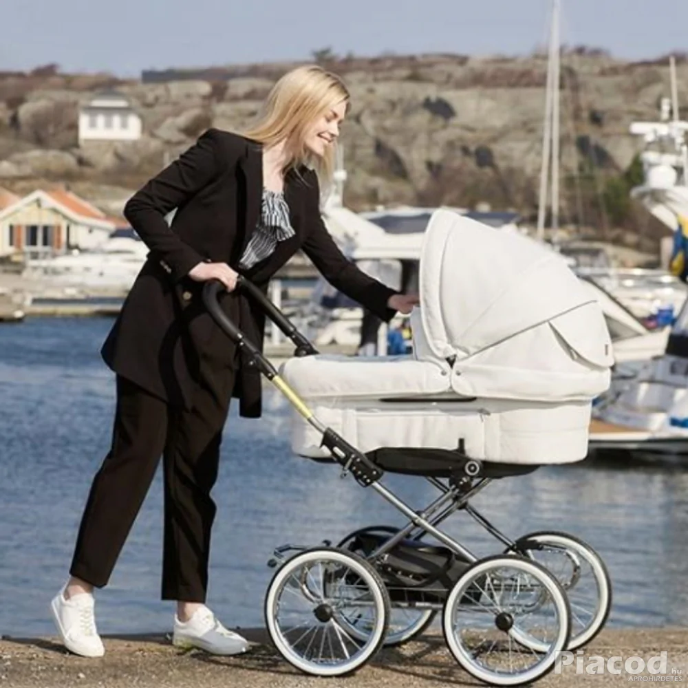 EmmalJunga Mondial De Luxe - Classic White Leatherette Pram Package - Kép 4