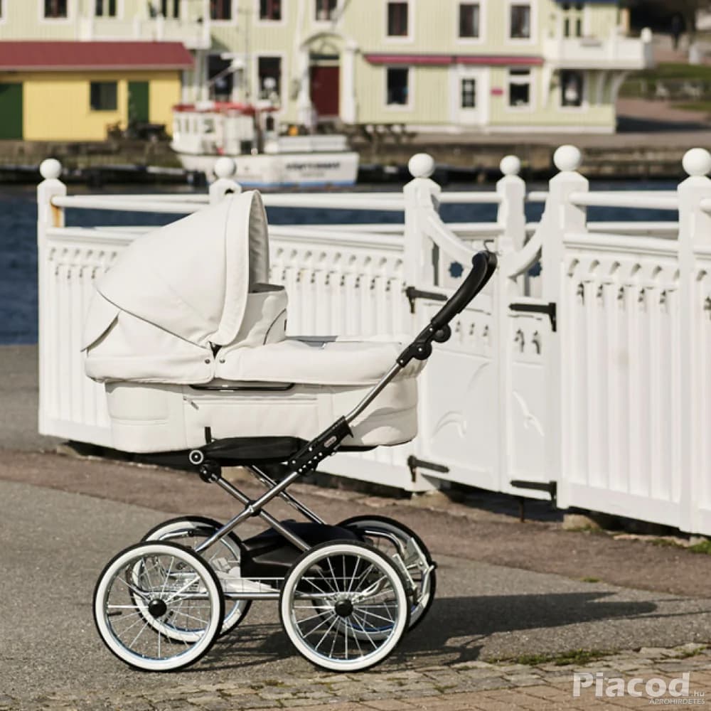 EmmalJunga Mondial De Luxe - Classic White Leatherette Pram Package - Kép 2