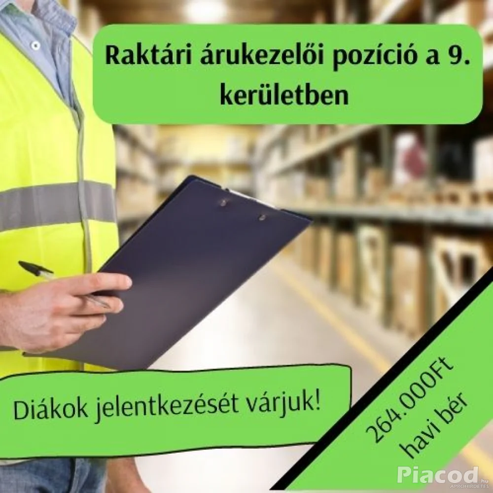 Árukezelői munka a Belvárosban versenyképes fizetésért!
